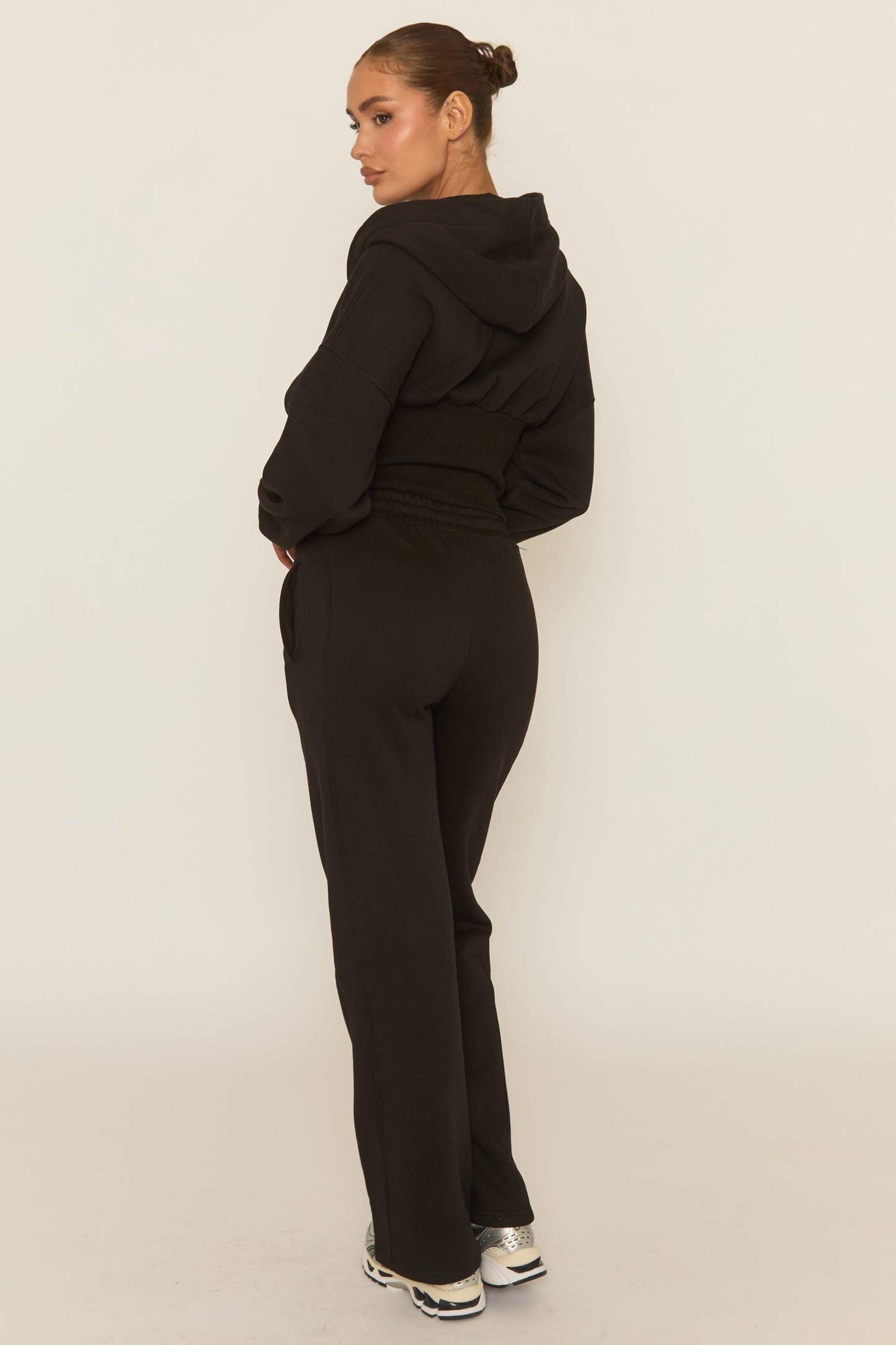 Black Corset Fit Hoodie and Jogger Loungewear Set - Arria