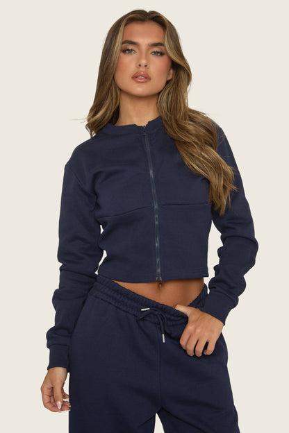 Navy Zip Through Loungewear Set - Laurye