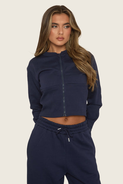 Navy Zip Through Loungewear Set - Laurye
